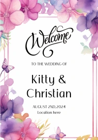 Floral Welcome Sign A3 template