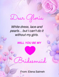 Floral Will You Be My Bridesmaid Invitation Template Flyer (us Letter)