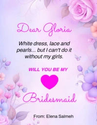 Floral Will You Be My Bridesmaid Invitation Template Flyer (us Letter)