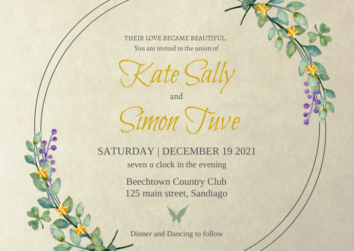 Floral winter wedding postcard Postal template