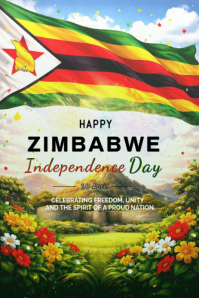 Floral Zimbabwe Independence Day Pinterest Graphic template