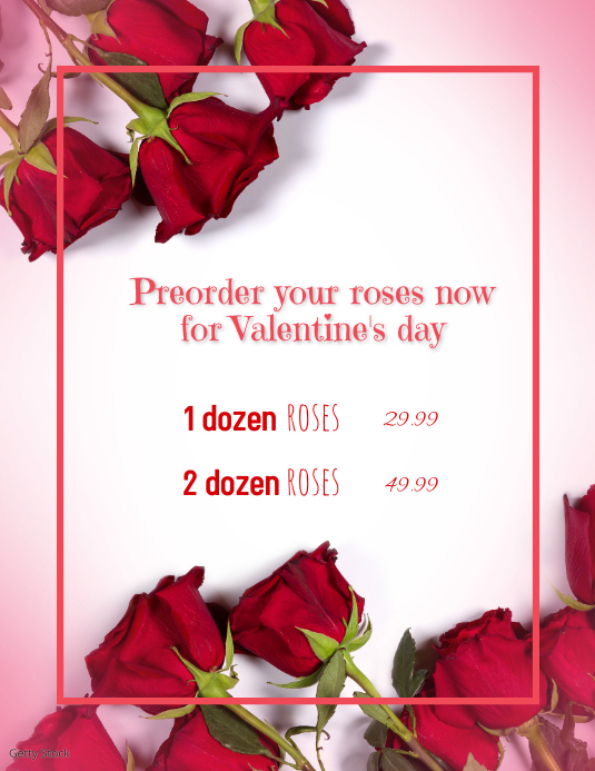 Florist Floral Valentines Day Roses Flyer Template | PosterMyWall