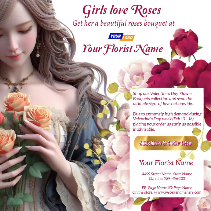 Florist Valentine's day Sale Flyer PosterMyWall