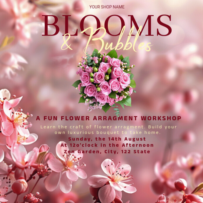 Flower Arrangement Workshop Instagram Post Template | PosterMyWall