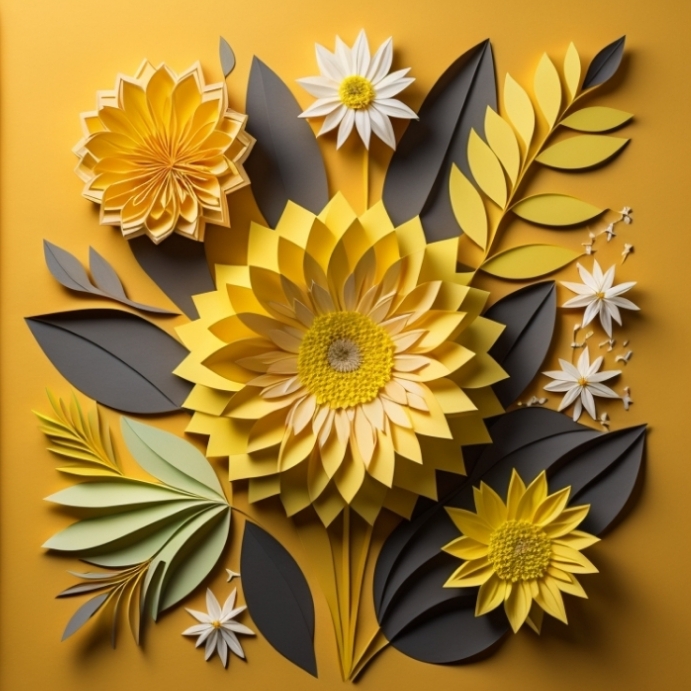 Flower art โพสต์บน Instagram template