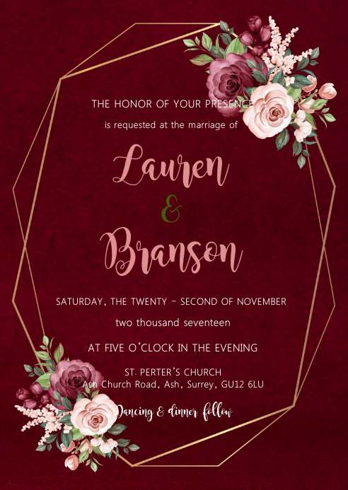 flower-burgundy-wedding-invitation-template-postermywall