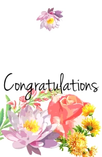 Flower Congratulations Card Halfbladsy Breed template