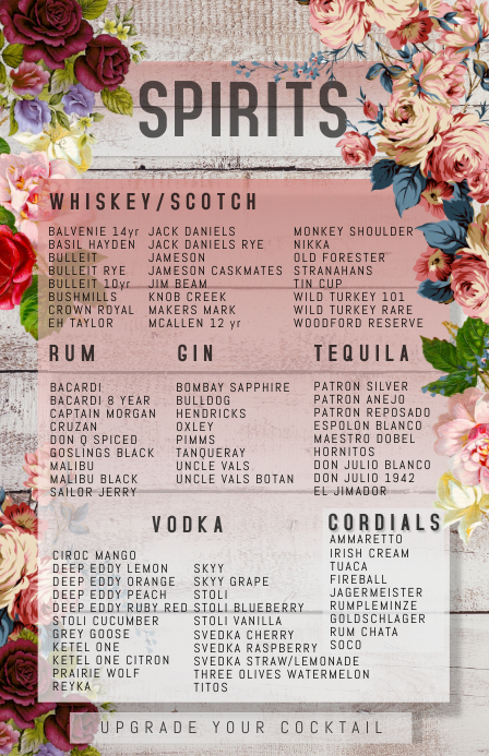 flower floral SPIRITS LIST Half Page Wide template