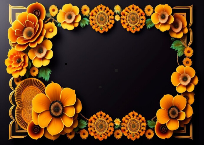 flower picture frame Postcard template