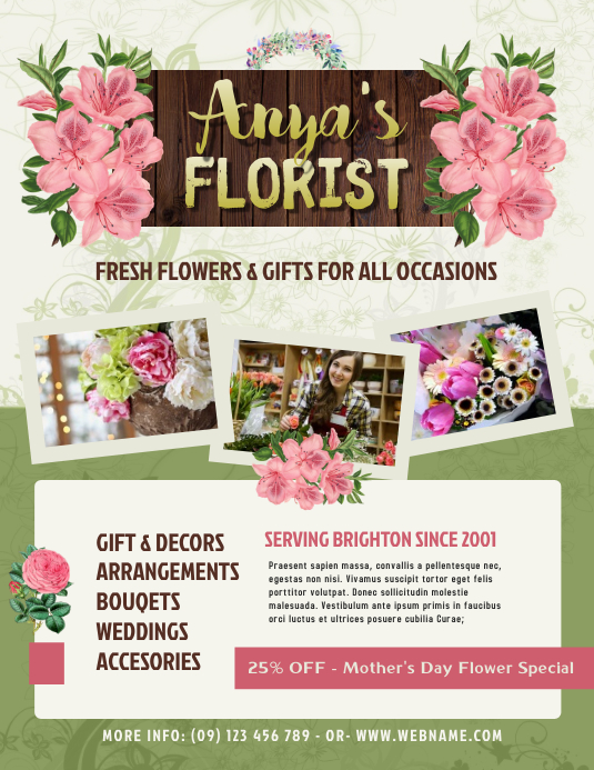 Flower Shop Flyer Template Vorlage Postermywall