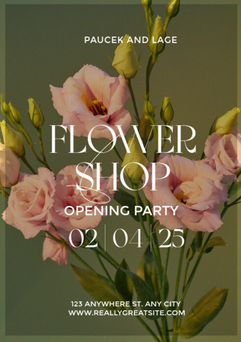 Flower Shop Opening Party A4 template
