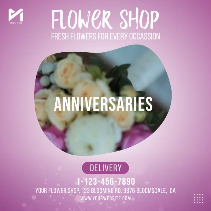 Flower Shop Square Video Ad Template Quadrado (1:1)