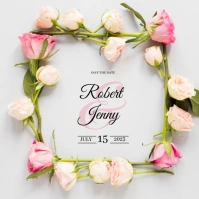 Flower Wedding Invitation Square (1:1) template