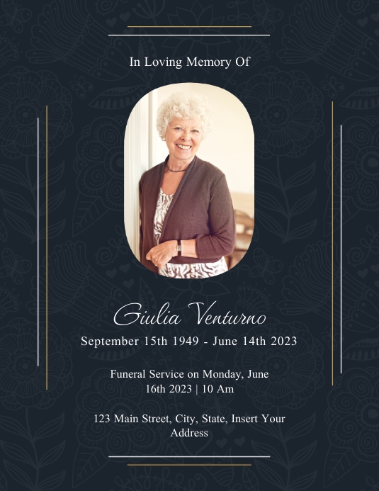 flowers background funeral flyer printable Template PosterMyWall