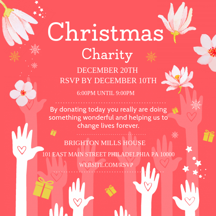 Flowery Christmas Dinner Invitation Card Template Postermywall
