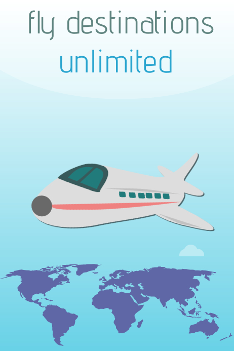Fly destinations unlimited travel poster Template | PosterMyWall