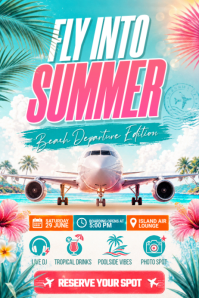 Fly Into Summer Party Плакат template