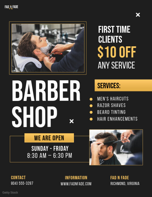 Flyer Barber image List based typographic template