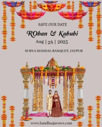 Flyer Desi Wedding Invite Couple Instagram Portrait template