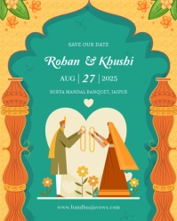 Flyer Desi Wedding Invite Couple Instagram Portrait template