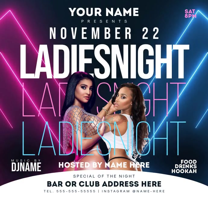 LADIES NIGHT video flyer Publicação no Instagram template
