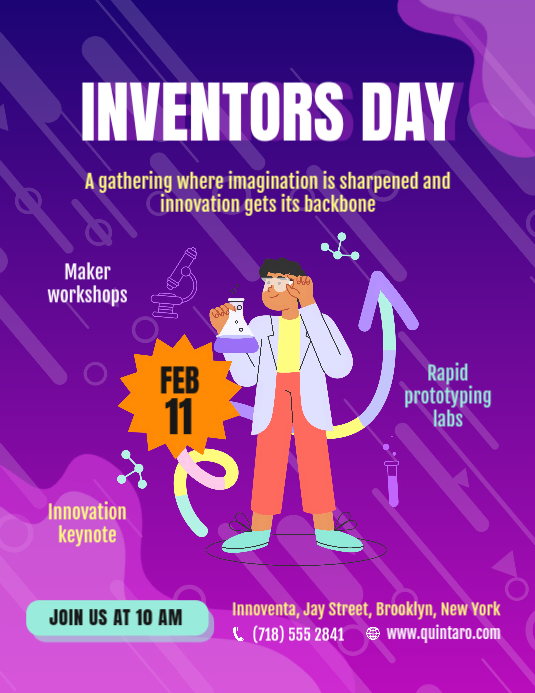 Flyer Gradient Illustrative Inventor's Day Template | PosterMyWall