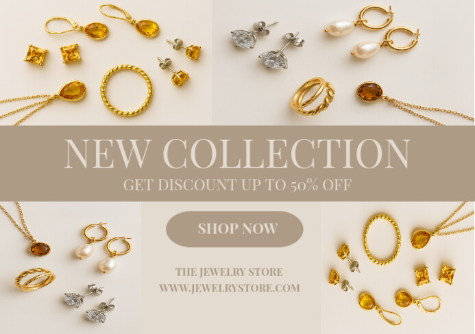 Flyer jewelry shop with brown themed A5 template