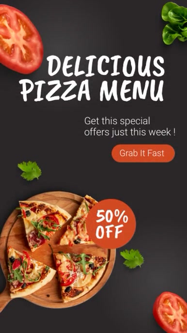 Pizza template food restaurant Instagram Story