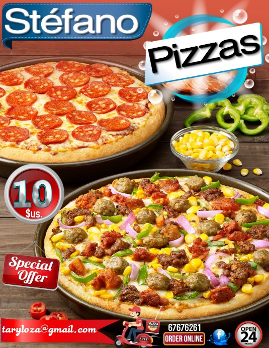 flyer pizzas Volante (Carta US) template