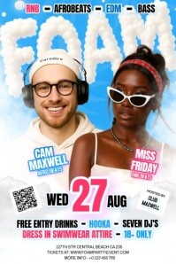 Foam bubble bash club party event design template Poster
