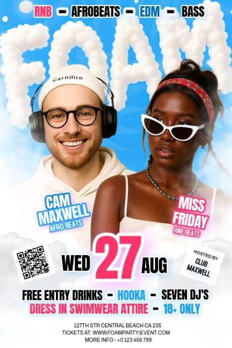 Foam bubble bash club party event design template Plakat