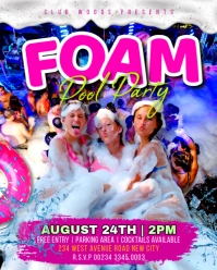 Foam bubbles pool party outdoor event online social media ad editable flyer template poster maker Instagram Portrait