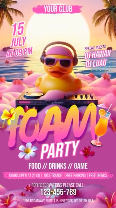 Foam Party Digital Display (9:16) template