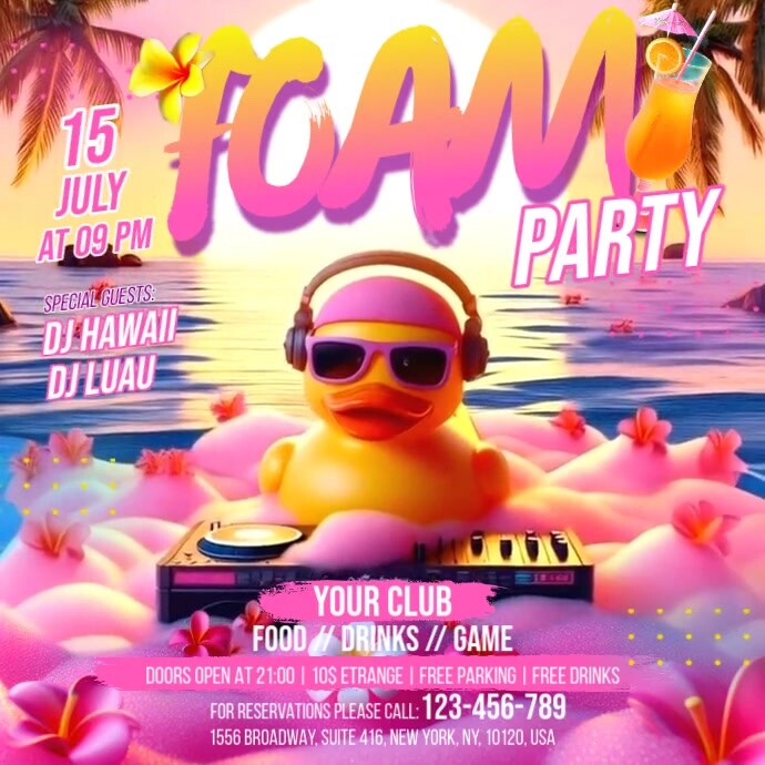Foam Party Square (1:1) template