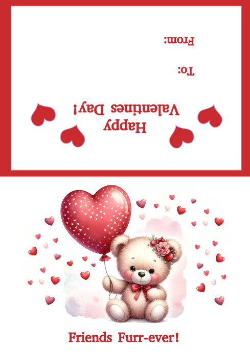 Folding Valentines Day Card- Kids A4 template