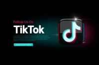 Follow Us On Tiktok Presentation Banner Póster template