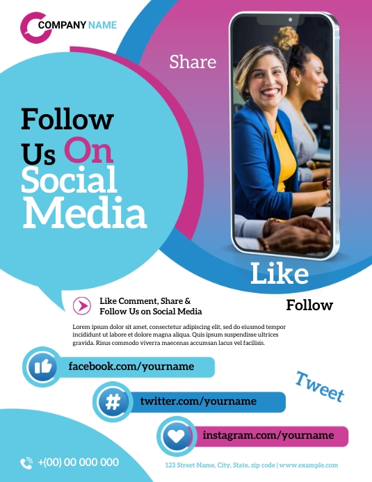 Follow Us Social Media Flyer Template PosterMyWall