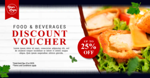 White Food & Beverages Discount Voucher Facebook Group Cover Photo Template