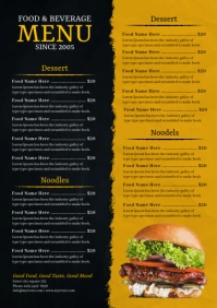 Food & Beverages Food Menu Template A4