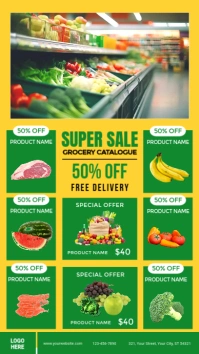 Food & Beverages Grocery Super Sale Promotion Digital Display (9:16) template