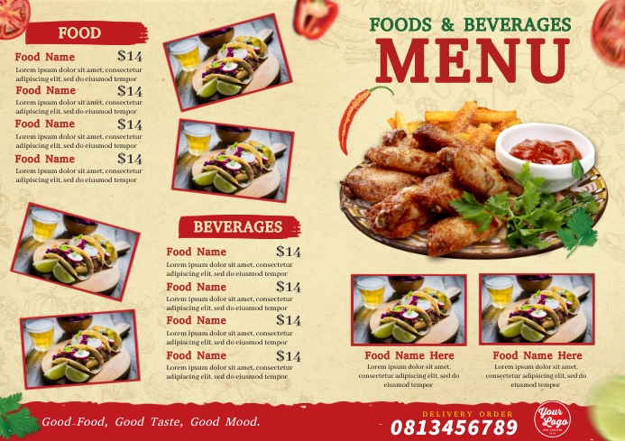 Commercial Menu. Example Food & Beverages Menu Ads Template | PosterMyWall