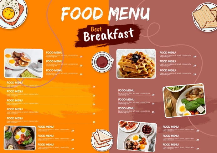 Food Breakfast Tasty A4 template