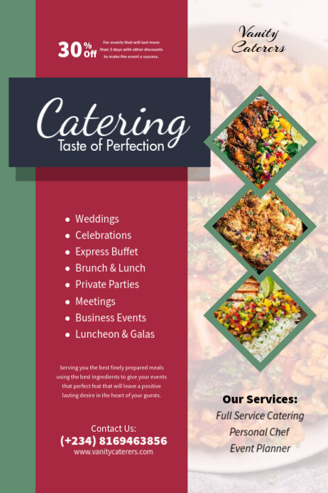 Food catering flyer โปสเตอร์ template