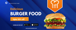 สีน้ำเงิน Food delivery Twitch Profile Banner Template