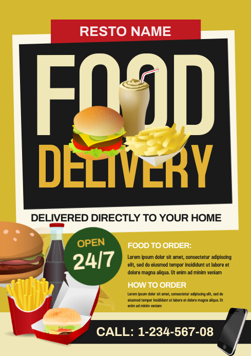 Food Delivery Flyer A4 template