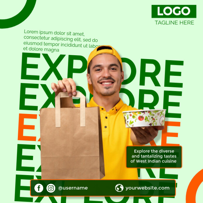 Food delivery man Social media post Template | PosterMyWall