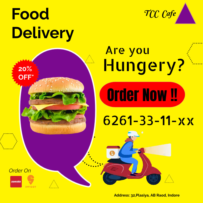 Food Delivery Poster Templat | PosterMyWall