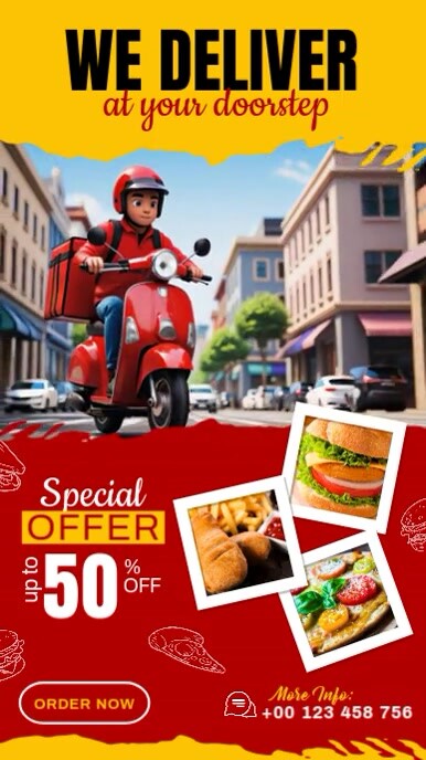 Food Delivery Promotion Intagram Story Banner Design Instagram-Story template
