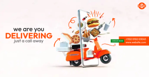 Food Delivery Service Ad Изображение, которым поделились на Facebook template