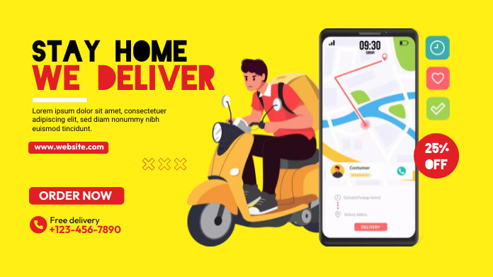 Food Delivery Service Ads Template | PosterMyWall